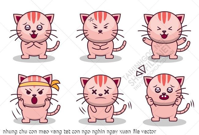 nhung chu con meo vang tet con ngo nghin ngay xuan file vector